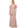 imageAdrianna Papell Womens Beaded Mesh Long DressCameo