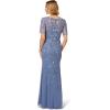 imageAdrianna Papell Womens Beaded Mesh Long DressFrench Blue