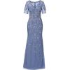 imageAdrianna Papell Womens Beaded Mesh Long DressFrench Blue