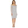 imageAdrianna Papell Womens Off Shoulder Beaded DressSilver Mist