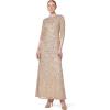 imageAdrianna Papell Womens 34 Sleeve Scoop Back Beaded GownChampagneSilver