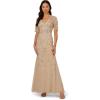 imageAdrianna Papell Womens Beaded Mesh Long DressBiscotti
