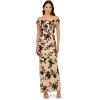 imageAdrianna Papell Womens Beaded Mesh Long DressBlackNude