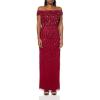 imageAdrianna Papell Womens Off Shoulder Beaded DressCranberry