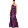 imageAdrianna Papell Womens One Shoulder Jacquard GownNavyOrchid
