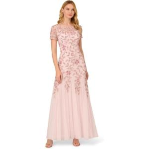 imageAdrianna Papell Womens Beaded Gown with GodetsBlush Pink