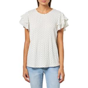 imageAdrianna Papell Womens Pleated Knit Double Sleeve TopIvory Ditsy Foulard
