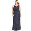 imageAdrianna Papell Womens Long Blouson Beaded DressNavy