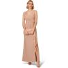 imageAdrianna Papell Womens Metallic Knit Draped GownBiscotti