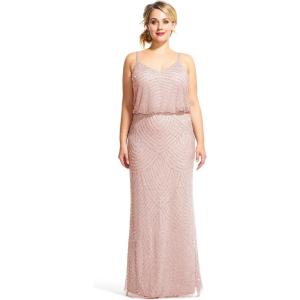 imageAdrianna Papell Womens Long Blouson Beaded DressBlush