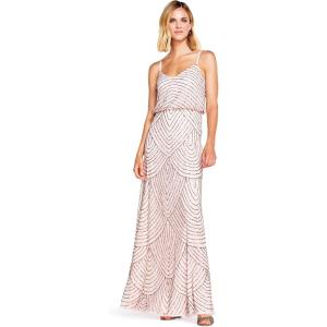 imageAdrianna Papell Womens Long Blouson Beaded DressBlushGold