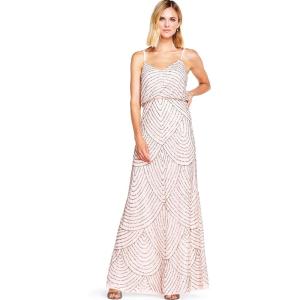 imageAdrianna Papell Womens Long Blouson Beaded DressBlushGoldPink