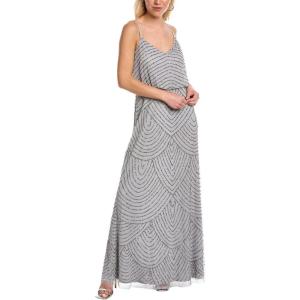 imageAdrianna Papell Womens Long Blouson Beaded DressBridal Silver