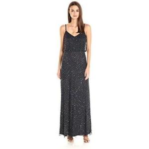 imageAdrianna Papell Womens Long Blouson Beaded DressCharcoal