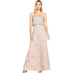 imageAdrianna Papell Womens Long Blouson Beaded DressTaupePink