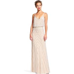 imageAdrianna Papell Womens Slvlss Blouson Beaded GwnSilverNude
