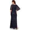 imageAdrianna Papell Womens Bead Mesh Cape Long DressLight Navy