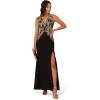 imageAdrianna Papell Womens Beaded Crepe Long DressBlack