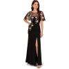 imageAdrianna Papell Womens Beaded Crepe Long DressBlack Blush Multi