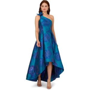 imageAdrianna Papell Womens Floral Jacquard High Low DressTealBlue