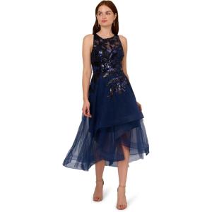 imageAdrianna Papell Womens Sequin Combo HighLow DressNavyBlack