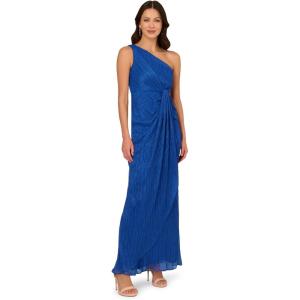 imageAdrianna Papell Womens Stardust Pleated Draped GownBrilliant Sapphire