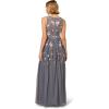 imageAdrianna Papell Womens Beaded Mesh Long DressDusty Blue Multi