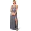 imageAdrianna Papell Womens Beaded Mesh Long DressDusty Blue Multi