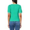 imageAdrianna Papell Womens Crew Neck Cable Scalloped Edge Tipped Short Sleeve SweaterSimply GreenIvory
