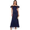 imageAdrianna Papell Womens Floral Ruffle GownLight Navy