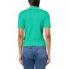 imageAdrianna Papell Womens Open VNeck Polo Mix Rib Cable Sweater with Short SleevesSimply GreenIvory
