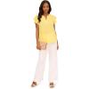 imageAdrianna Papell womens Solid Short Ruffle Sleeve Popover BlouseLemon Frost