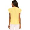 imageAdrianna Papell womens Solid Short Ruffle Sleeve Popover BlouseLemon Frost
