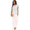 imageAdrianna Papell womens Solid Short Ruffle Sleeve Popover BlouseSnow Globe