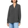 imageAdrianna Papell Womens Printed Button VNeck BlouseBlackIvory Small Dot