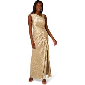 imageAdrianna Papell Womens Foil Asymmetric GownChampagneGold