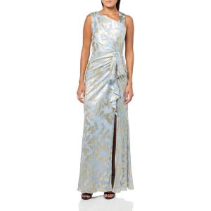 imageAdrianna Papell Womens Foil Asymmetric GownLight BlueGold
