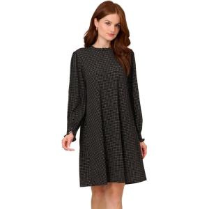imageAdrianna Papell Womens Printed Ruffle Neck Knit DressBlack