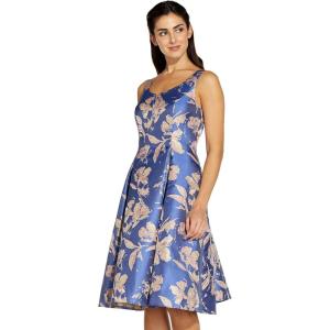 imageAdrianna Papell Womens Floral Jacquard DressBluePink