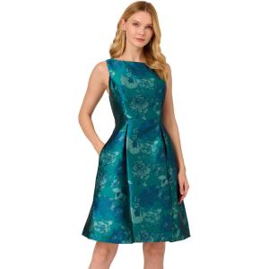 imageAdrianna Papell Womens Floral Jacquard DressTeal Multi