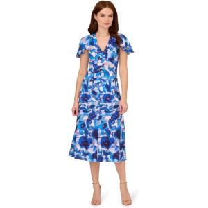 imageAdrianna Papell Womens Printed Chiffon Midi DressBlue Multi
