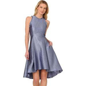 imageAdrianna Papell Womens Ruffle Jacquard DressBlue