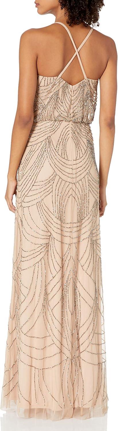 imageAdrianna Papell Womens Beaded Blouson DressTaupePink