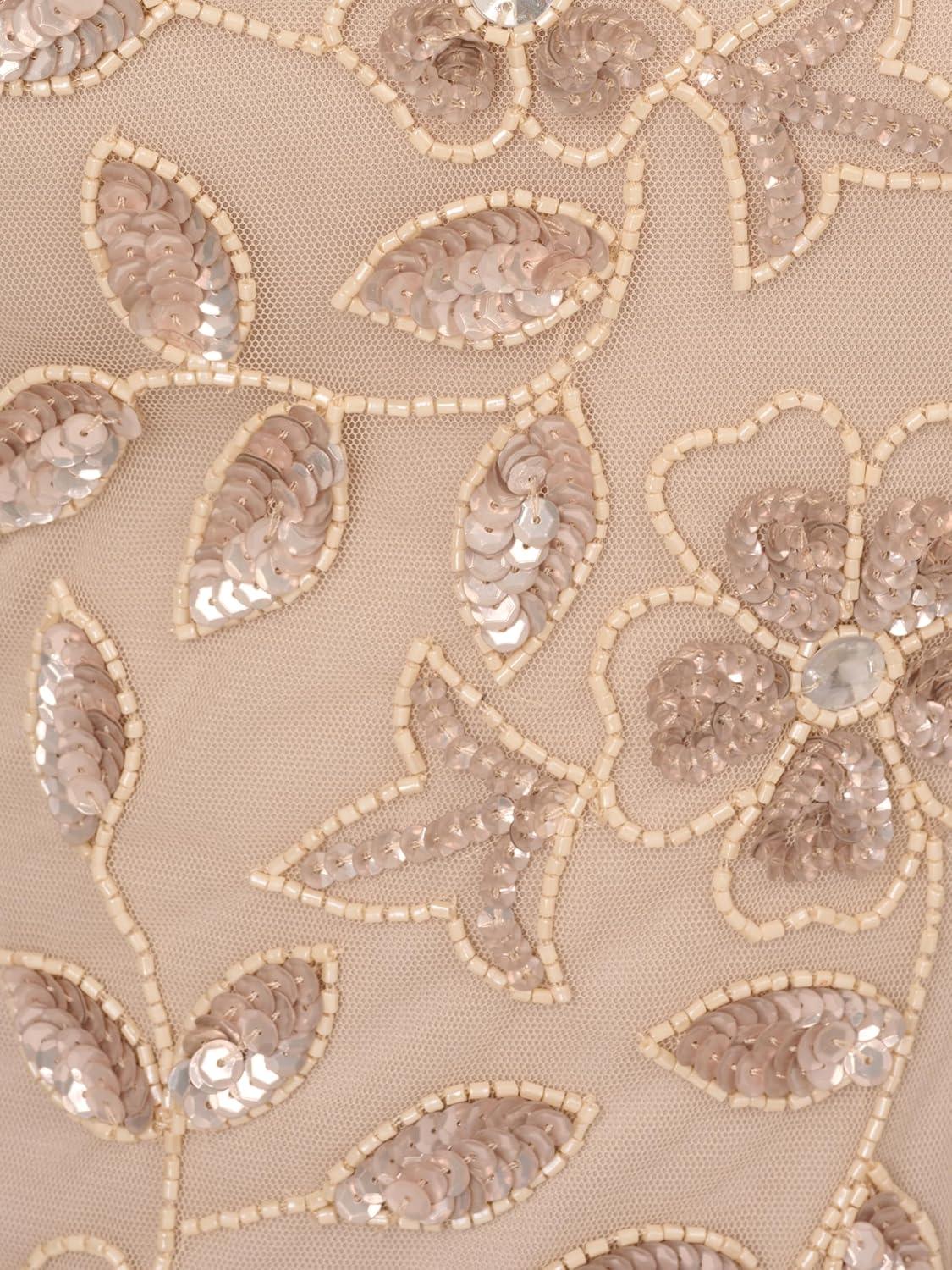 imageAdrianna Papell Womens Beaded Cocktail Dress Latte 8