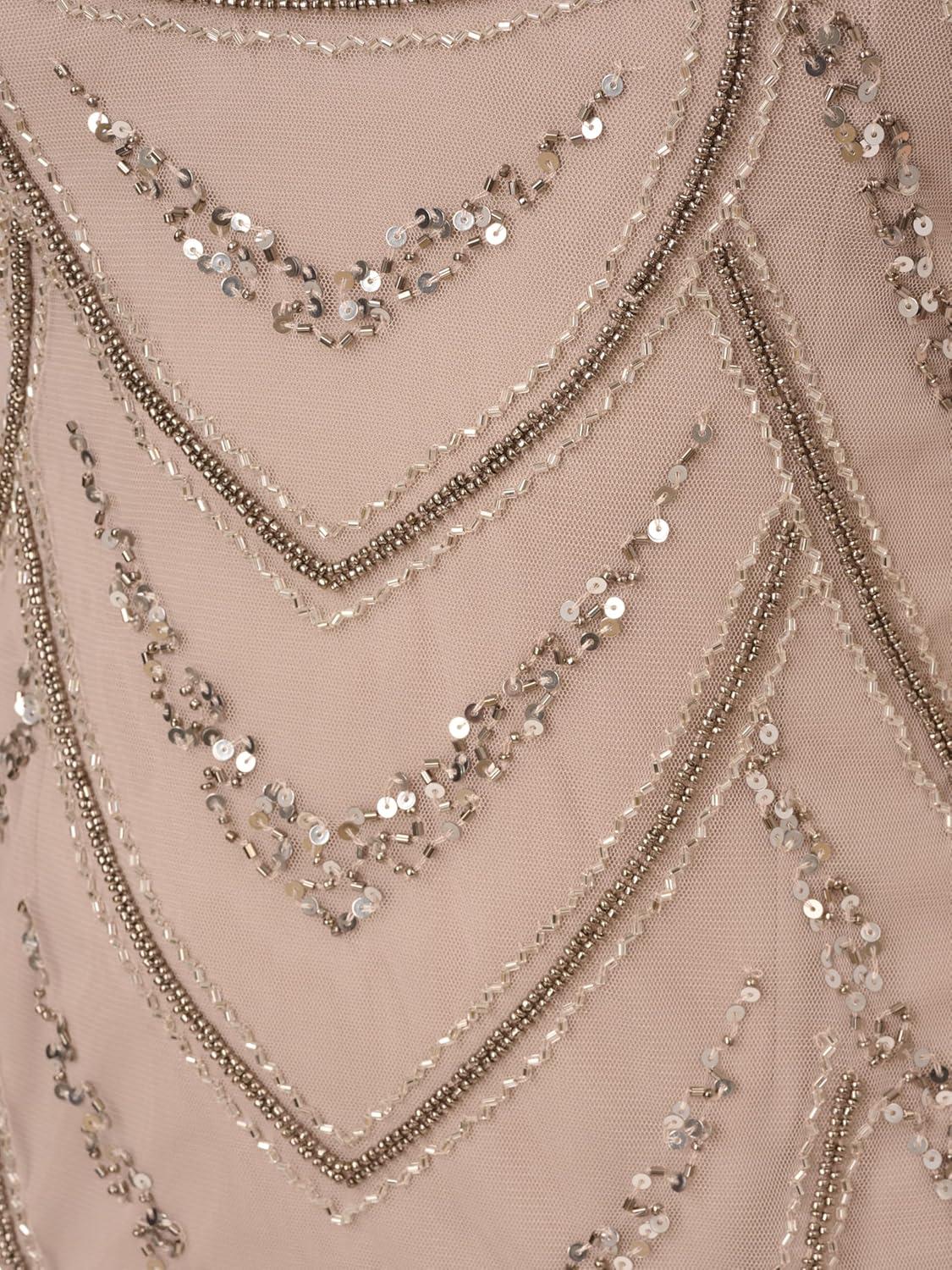 imageAdrianna Papell Womens Beaded Cocktail Dress Marble