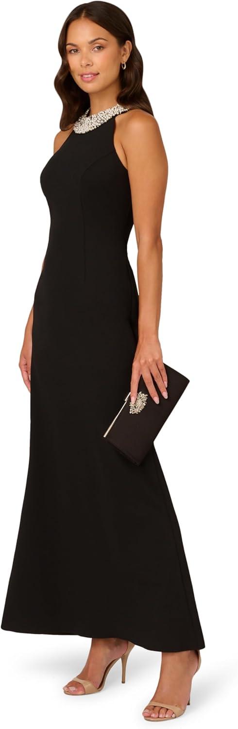 imageAdrianna Papell Womens Beaded Halter GownBlack