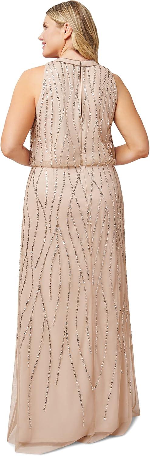 imageAdrianna Papell Womens Beaded Halter GownNude