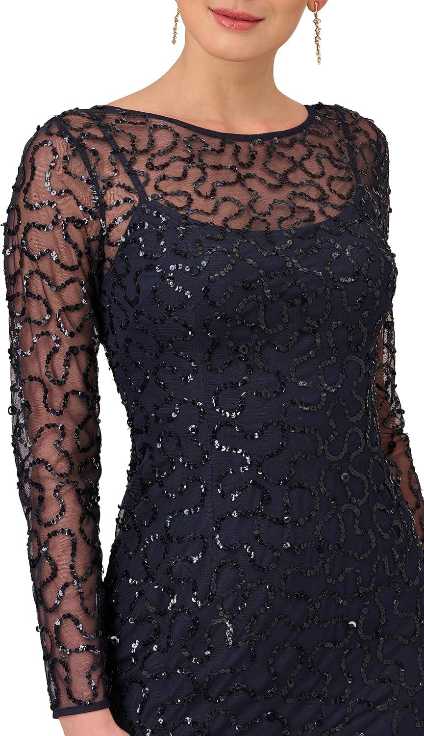 imageAdrianna Papell Womens Beaded Short DressNavy
