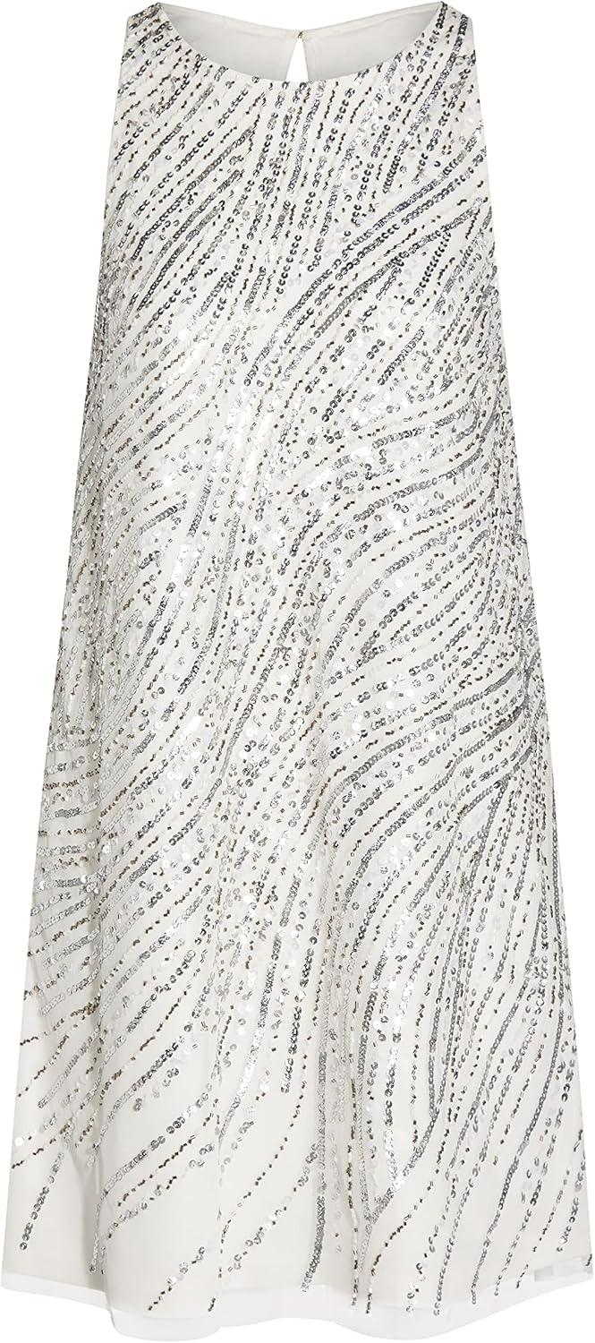 imageAdrianna Papell Womens Beaded Trapeze DressIvory
