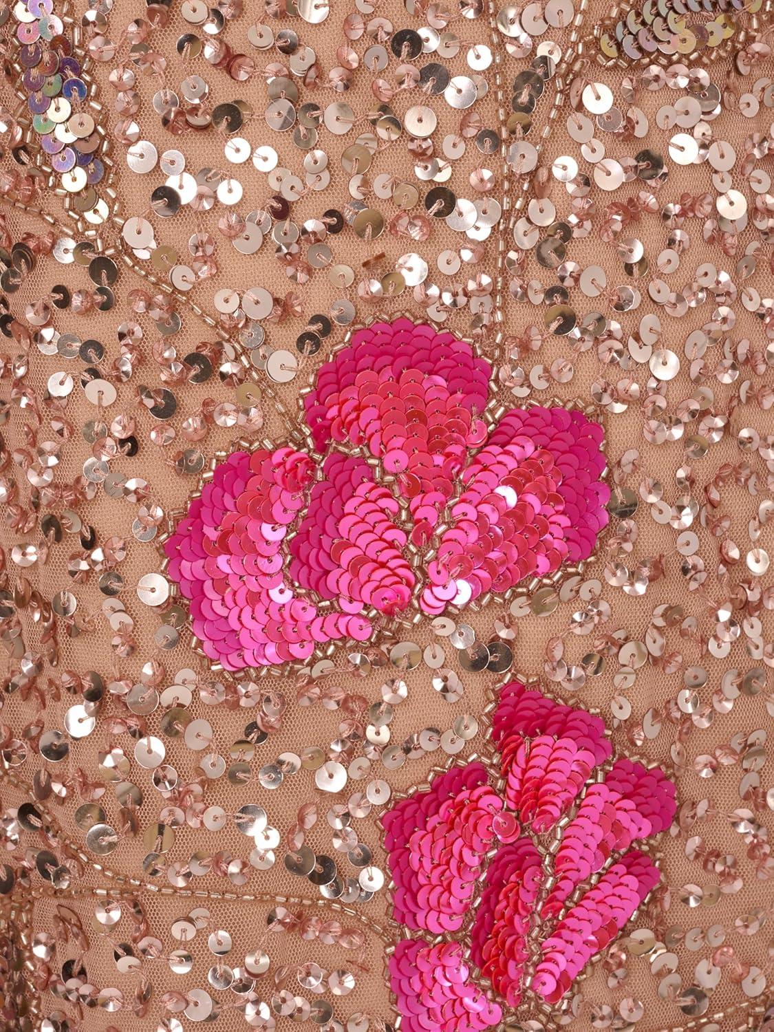 imageAdrianna Papell Womens Beaded Trapeze DressRosegoldHot Pink